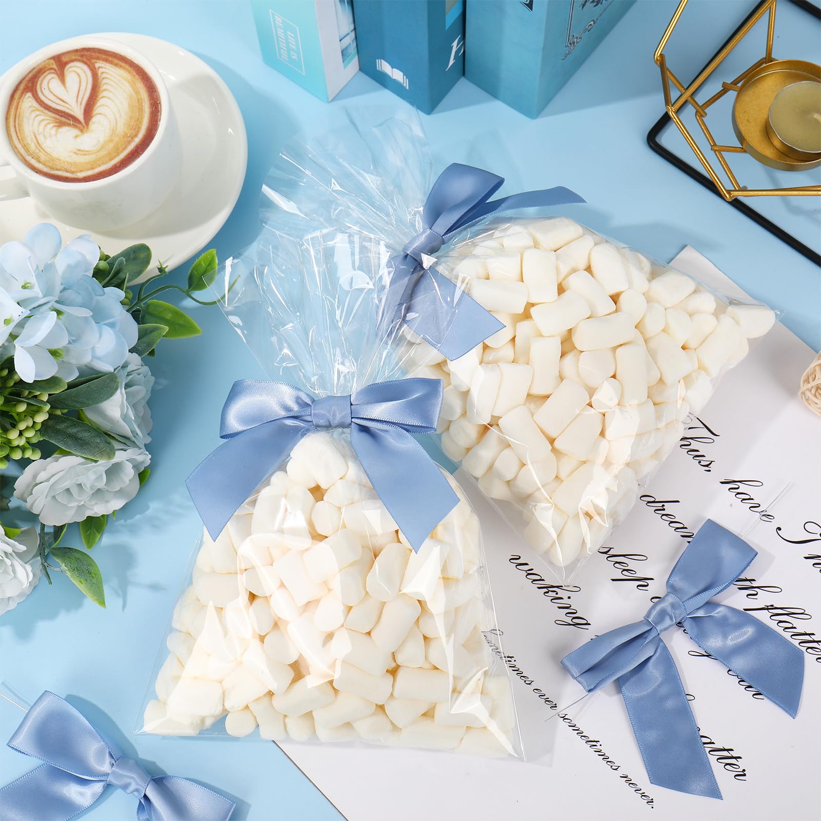 Fiocco di Neve Pois Borse per Biscotti, 200 Pezzi Plastica Sacchetti Trasparenti per Confezioni, Smerigliati Cellophane Sacchetto Autoadesivo Sacchetti Regalo per Dolci Gioielli Biglietti 10×10 cm