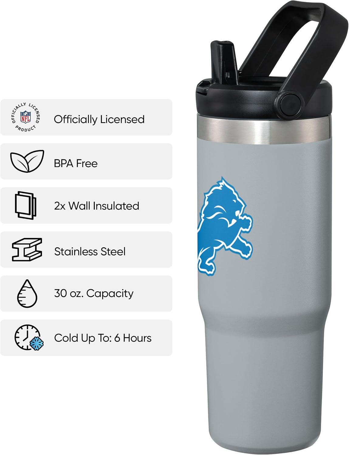FOCO Unisex NFL Team Logo Insulated Travel Mug 30oz Straw Tumbler - Image 2