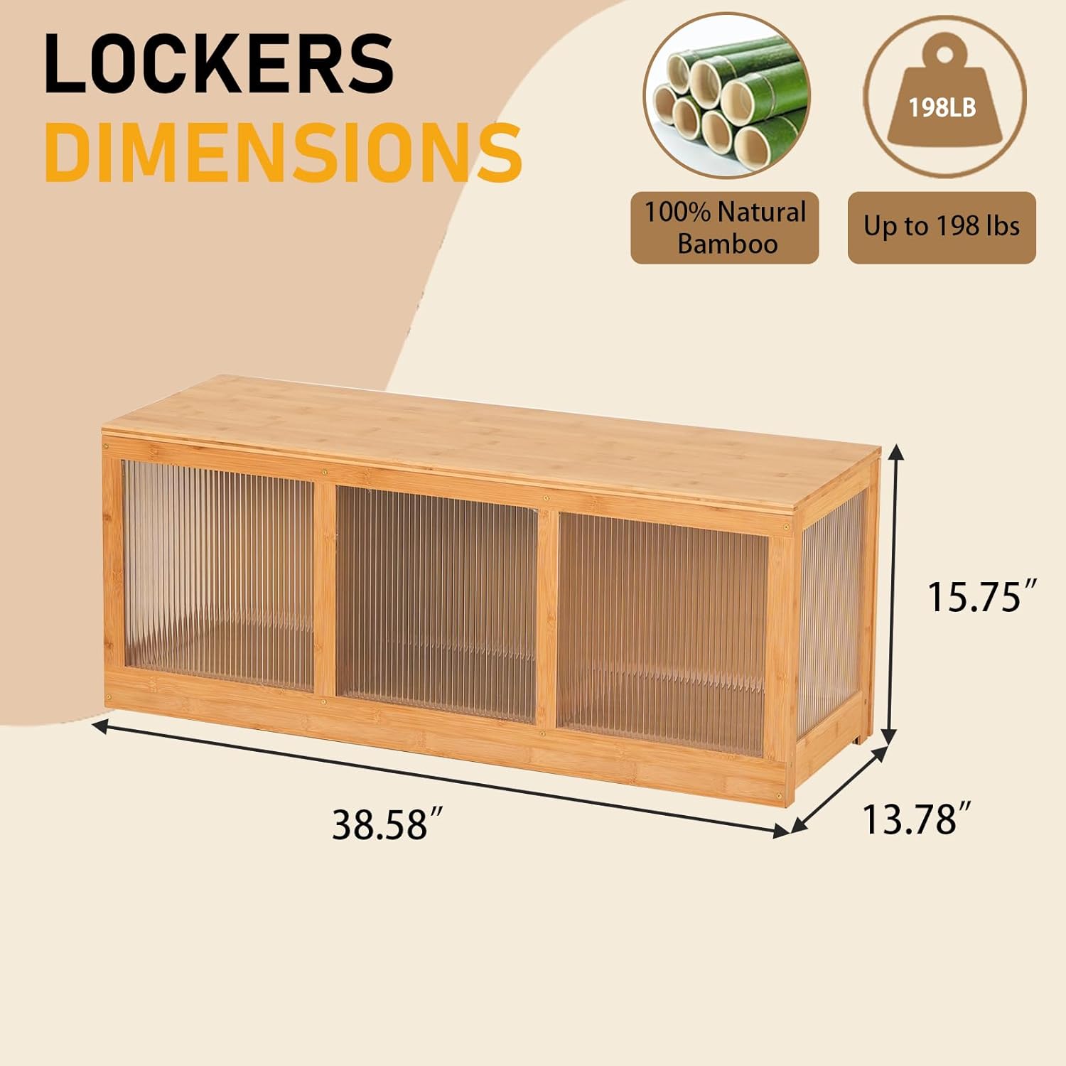 Storage Chest, Bamboo Storage Bench, Large Storage Trunk with 3 Safety Hinges, Entryway Acrylic Panel Shoe Bench for Bedroom, Living Room, Easy Assembly, Natural