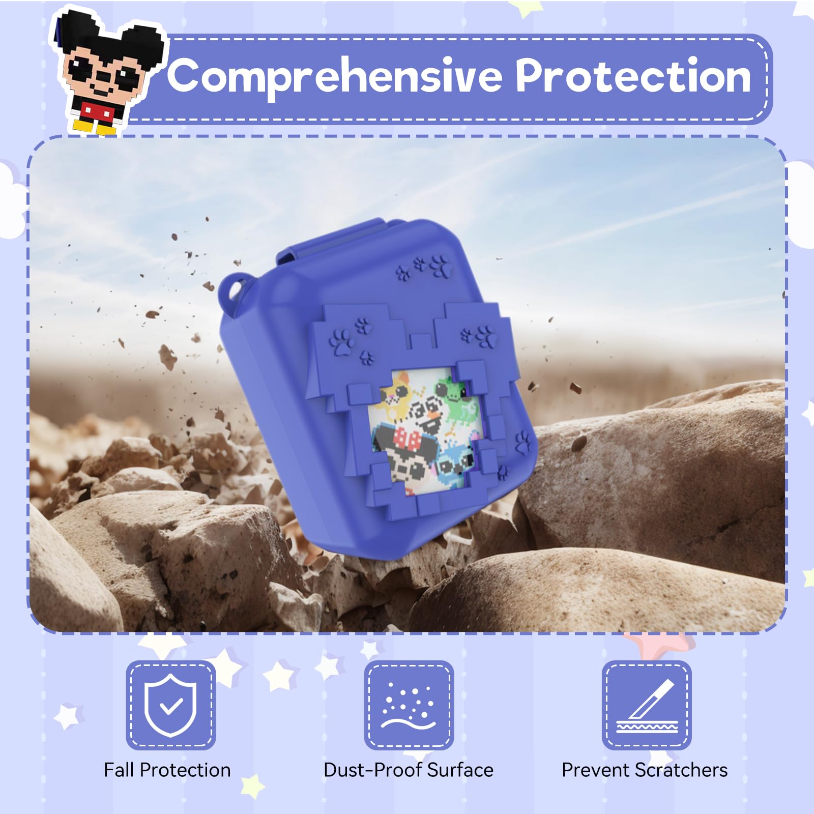 Qoosea Custodia in Silicone per Bitzee Animale Domestico Digitale con Cordino Custodia Protettiva in Silicone a Copertura Totale Custodia Morbida Compatibile con Bitzee