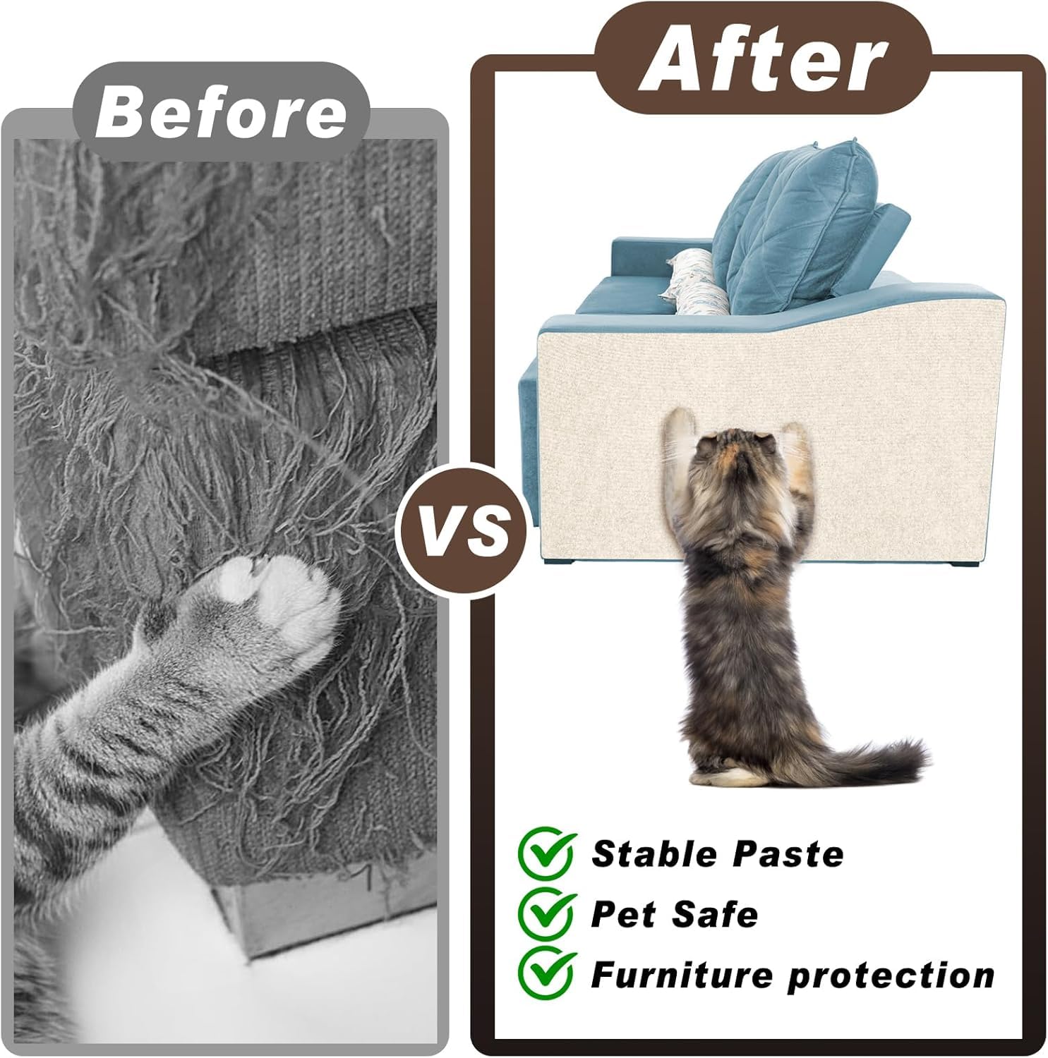 Farnirvana Tappetino Antigraffio Autoadesivo per Gatti, 100 × 40 cm Diy Climbing Cat Scratcher, Protezione Divano Graffi Gatto,Tiragraffi Divano,Proteggi Divano Gatti Graff per Tappeti Divani Mobili