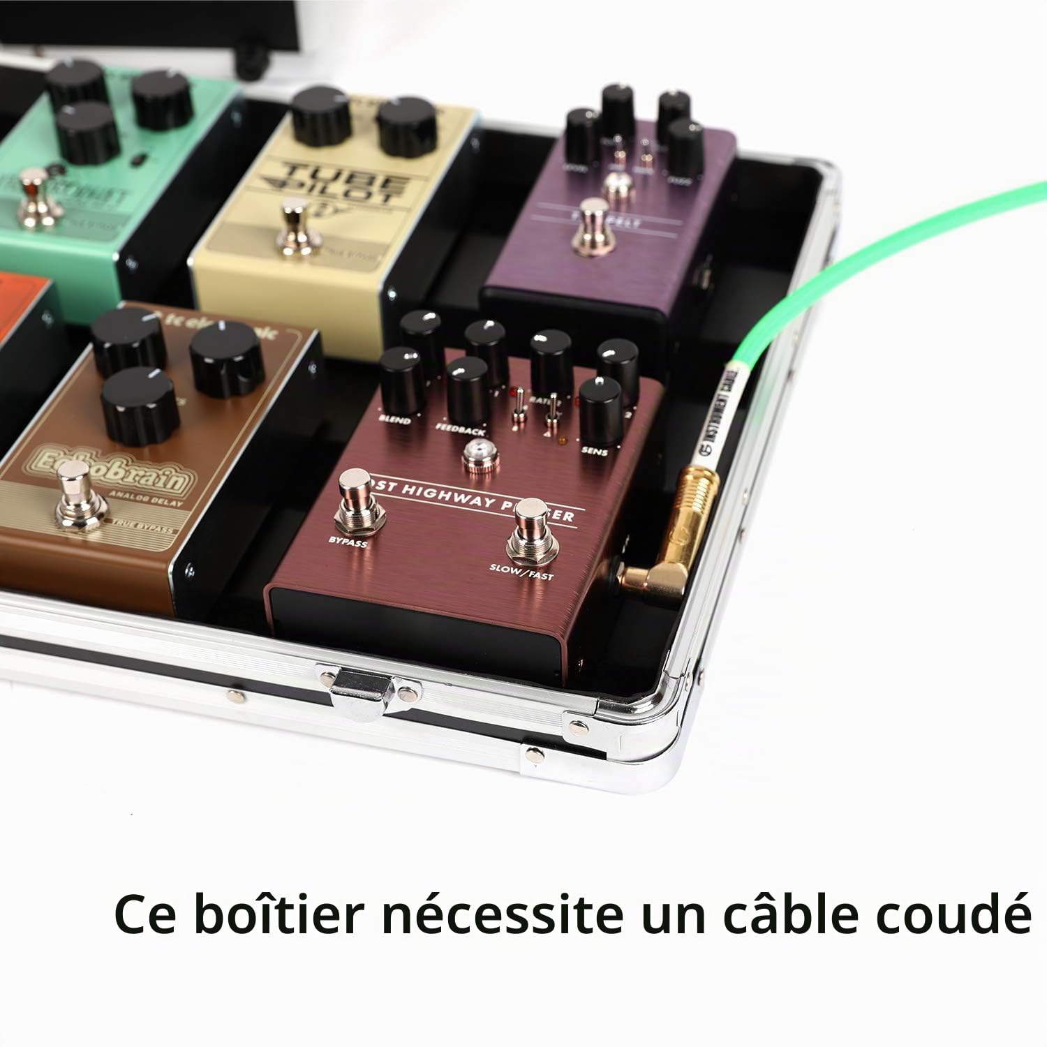 Ghost Fire T-EC4 Étui pour pédale de guitare multi-effets 42,9 x 14 x 7,1 cm, avec fixation de pédale de montage, verrouillage robuste en aluminium