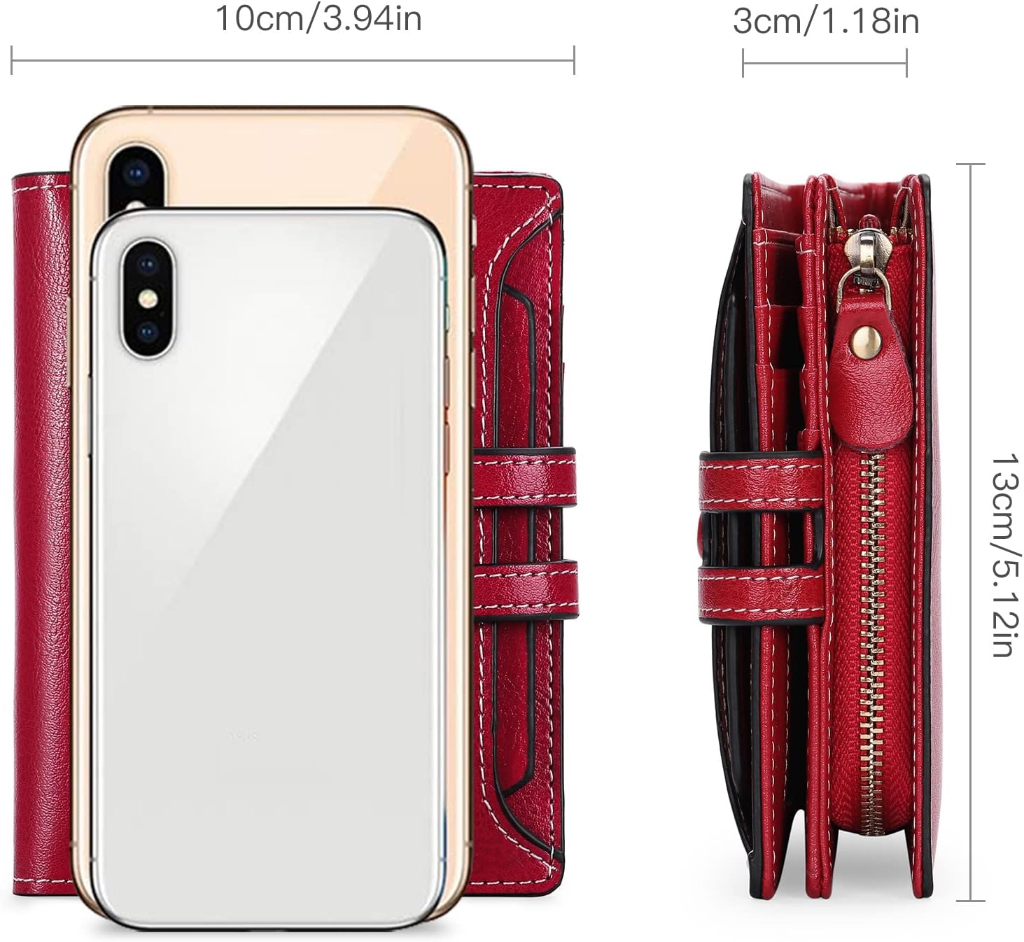 GOIACII Small Wallet Women Rfid Blocking Genuine Leather Compact Bifold Card Holder for Women with Zipper Coin Pocket 2 ID Windows - Image 9