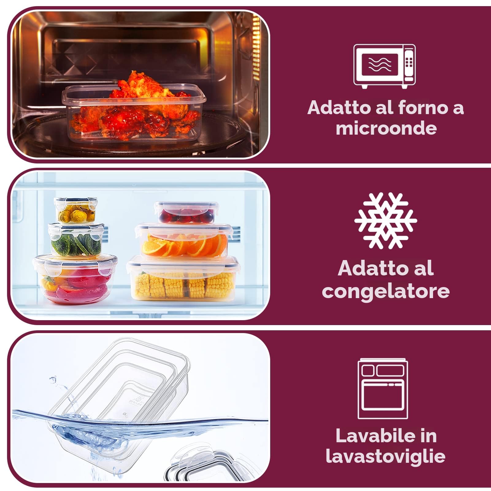 Jim's Store Set di Contenitori Ermetici 30 Pezzi, Contenitori per Alimenti (15 contenitori,15 coperchio) a Prova di Perdite Adatto per Cucina Frigo a Microonde