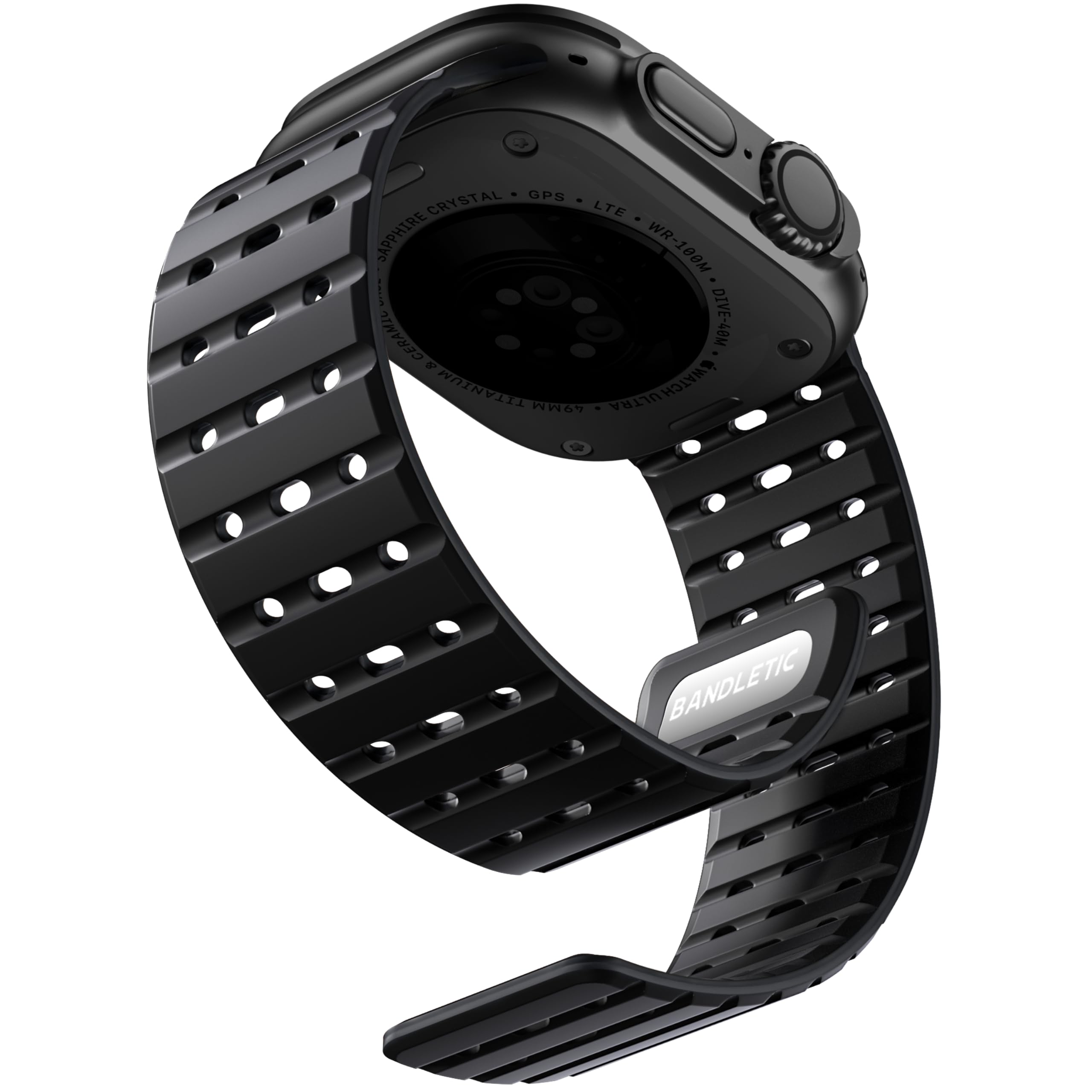 Bandletic Magnetic Band Compatible with Apple Watch Strap - 45mm 44mm 42mm 49mm, Soft Breathable Silicone Sport Strap for Apple Watch Ultra 2/SE/iWatch Series 9 8 7 6 5 4 3 2 1 Ultra for Women Men
