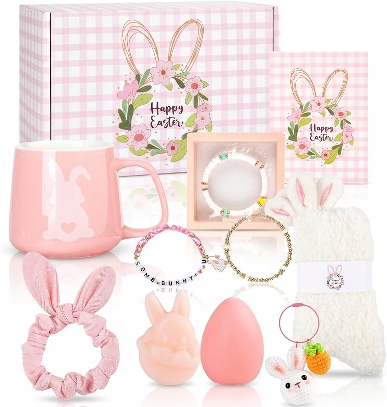 Conjunto de presente de Páscoa vaanshie com 11 peças, copo com tampa, caneca, pulseira e acessórios