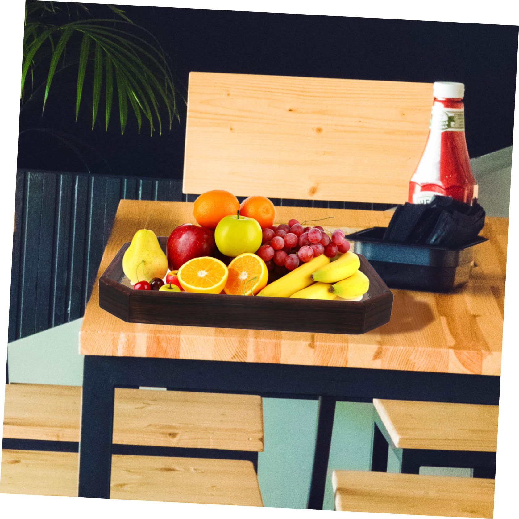 Bandeja Vintage para Servir Snacks y Dulces de Madera y Vidrio Resistente a Roturas, Adecuada para Uso con Invitados en Fiestas
