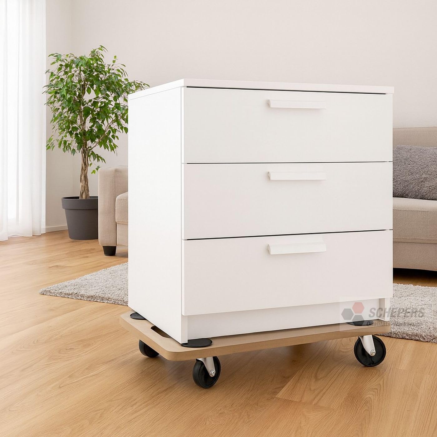 SCHEPERS (6 Stück) SWV 400031 Rollbrett Transportrolle Möbelroller Roller | MDF, PP | max. 200kg | 58 x 30 x 12 cm