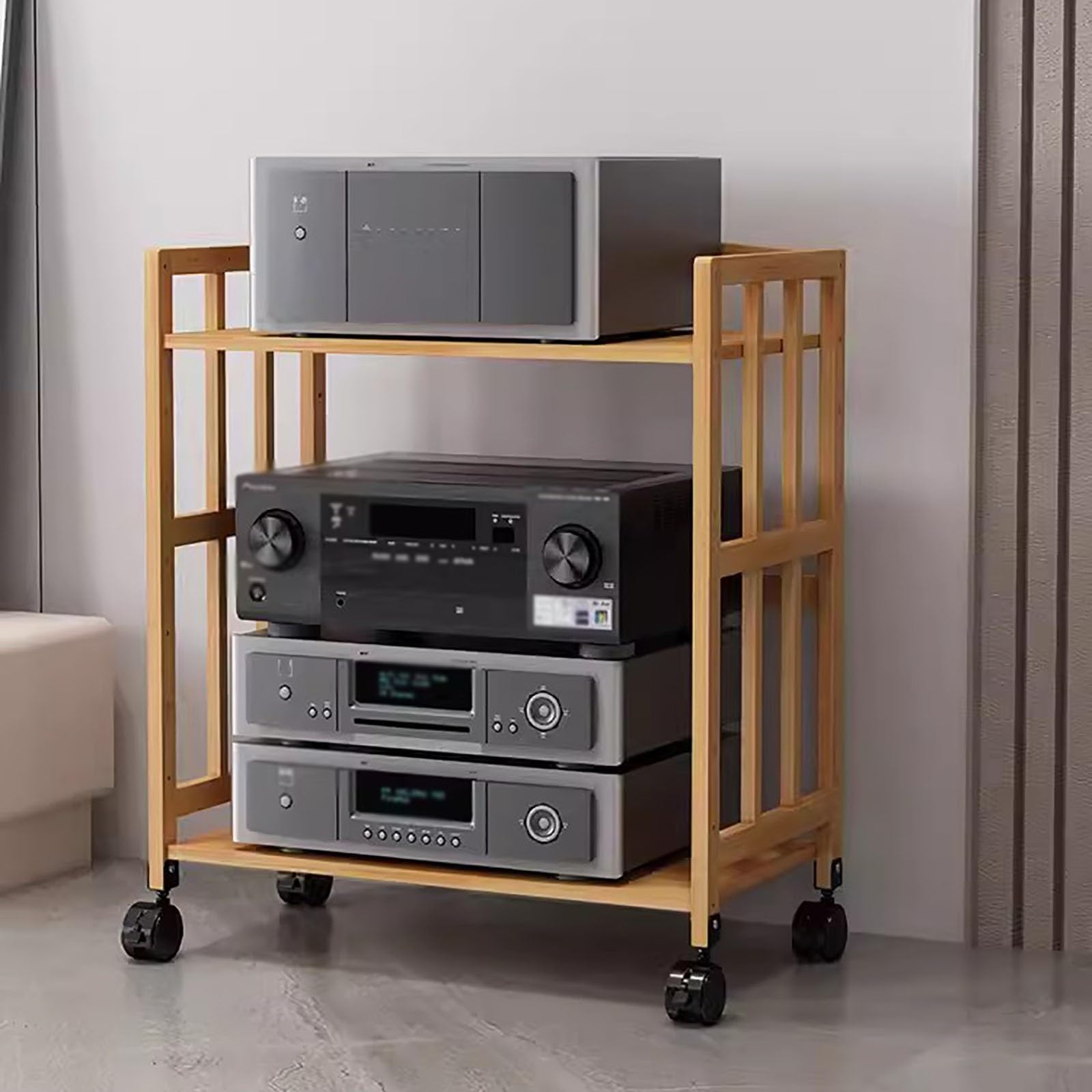 Large Capacity HiFi Audio Rack - Adjustable 2/3/4/5 Shelf Media Stand for Stereo System - Heavy Duty HiFi Cabinet with Easy Assembly for Home Theater & AV Equipment