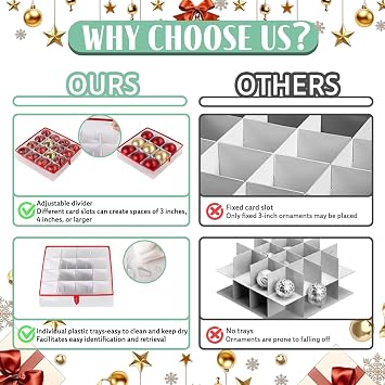 OIAHOMY 2 Pack Ornament Storage Box with Handle, Each Ornament Storage Holds 64 Balls, Christmas Decoration Box Include Plastic Trays and Zip-Lock Lid, Made of 600D Oxford Fabric - Green