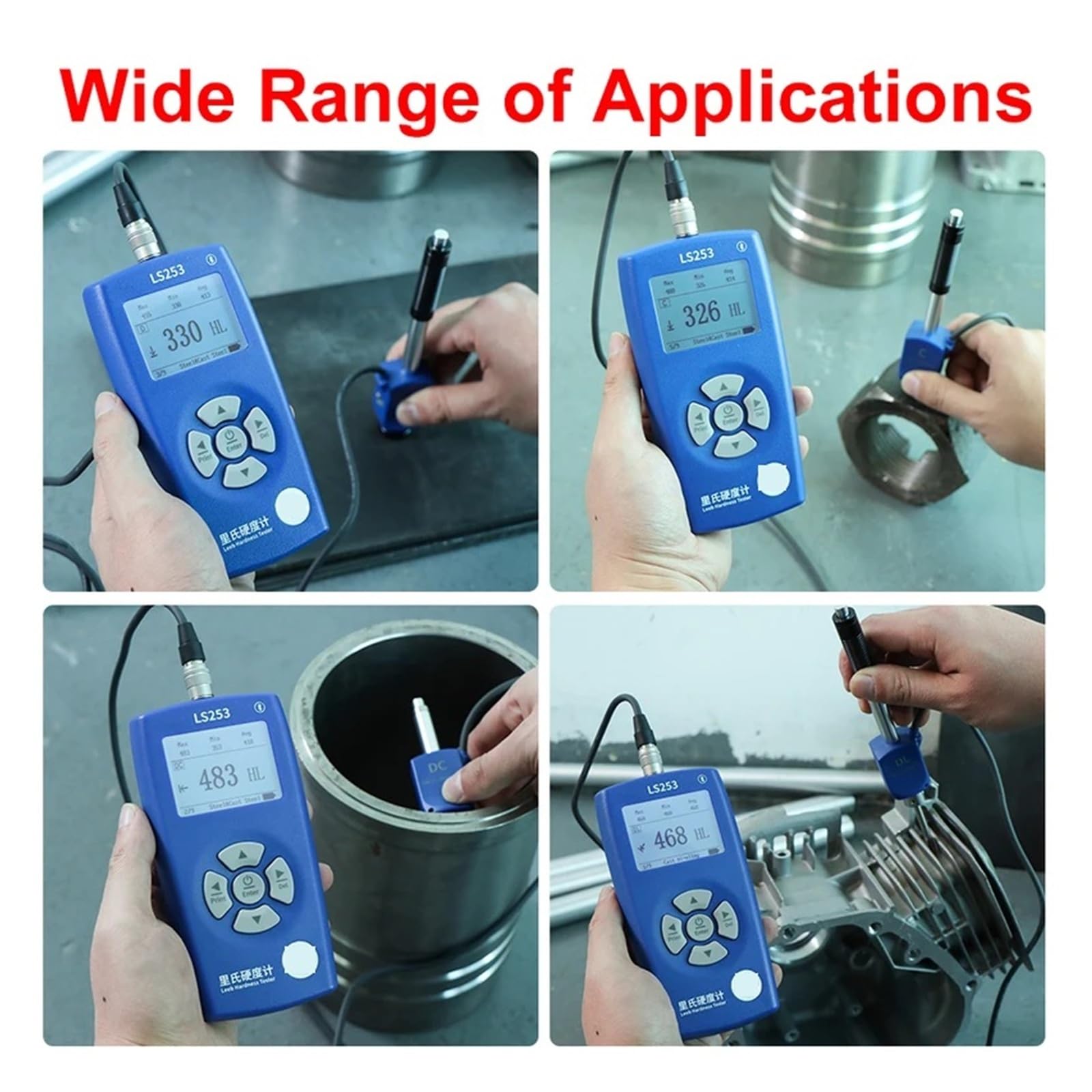 Digitales Härteprüfgerät for Metall, Handheld-Härteprüfgerät for Metall, Multisonde mit Drucker LS253 for Stahl, Aluminiumlegierung Hohe Empfindlichkeit(LS253-DC)