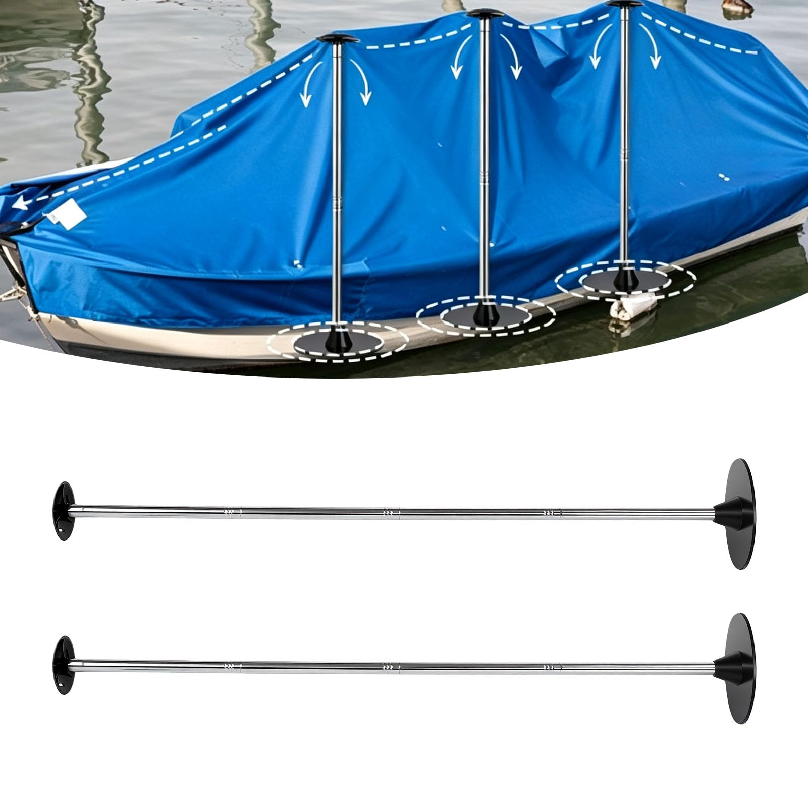 banapoy 2Pcs Słupki Wsporcze do Pokrowca na Łódź Pontonową, 15-54"
