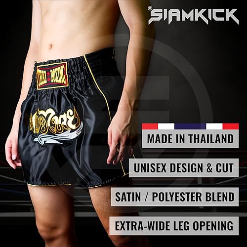 Miniatura 2 de Pantalones cortos clásicos de Muay Thai para hombres y mujeres, boxeo, kickboxing, de alto grado, ropa de pelea MMA, entrenamiento y ejercicio