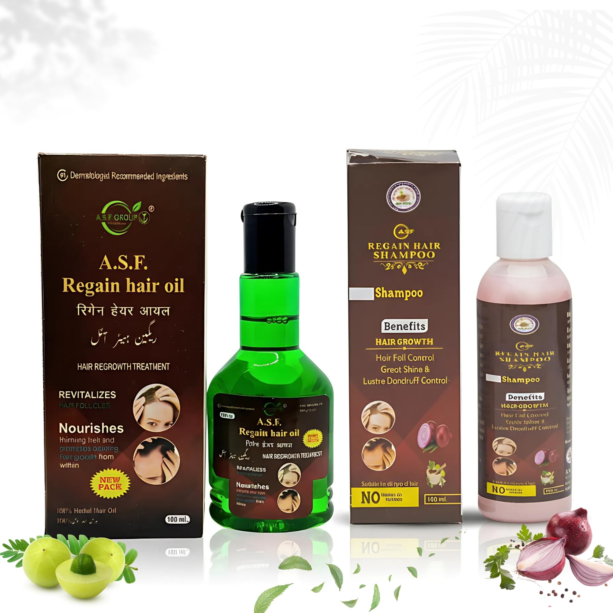 A.S.F Regain Hair Oil & Shampoo Combo 100ml Each | Ayurvedic Herbal Hair Growth & Anti Hair Fall Solution | Strengthens Roots, Reduces Breakage & Promotes Thick Healthy Hair for Men & Women-image-38
