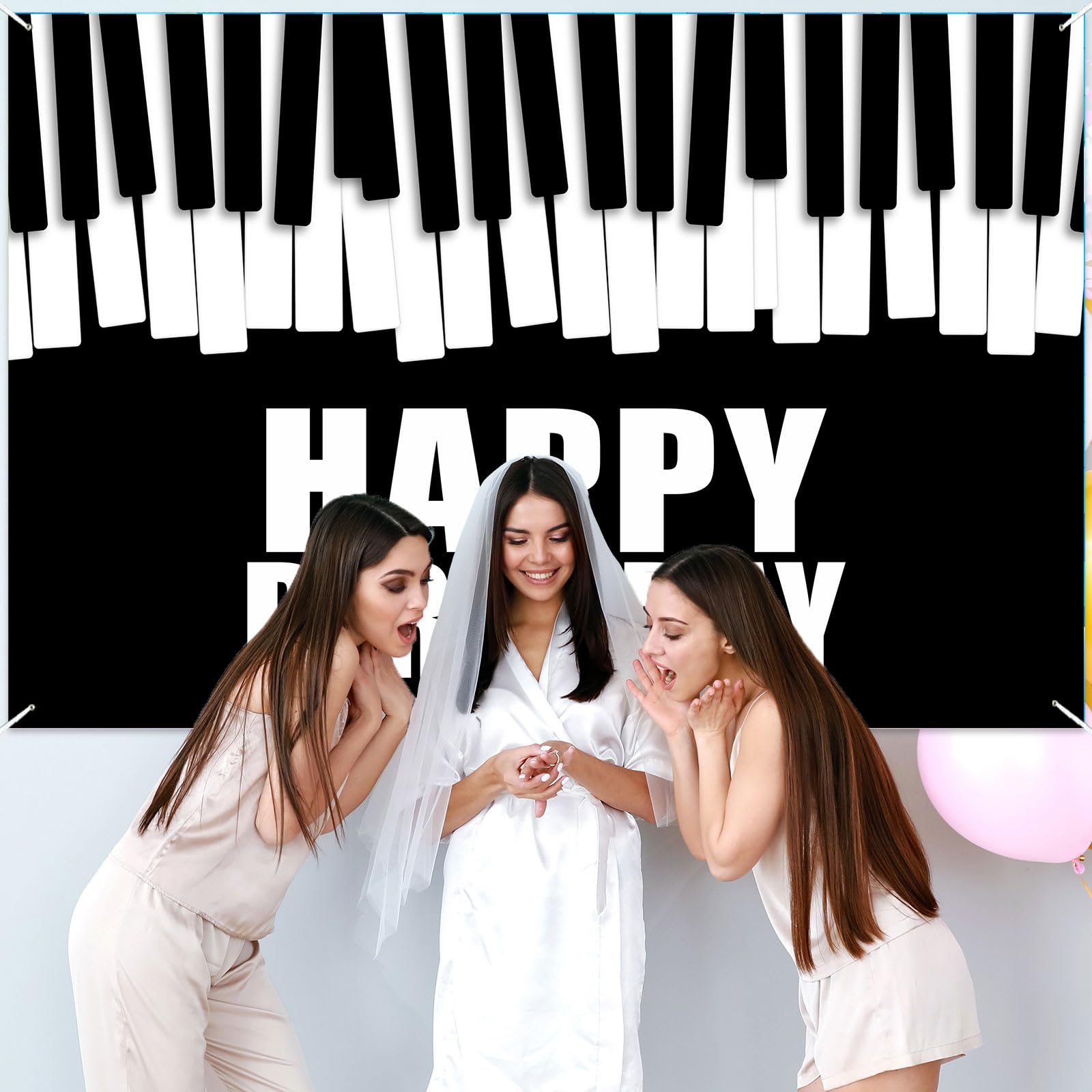 BELECO 5x3ft Fabric Piano Music Backdrop Musical Note Keys