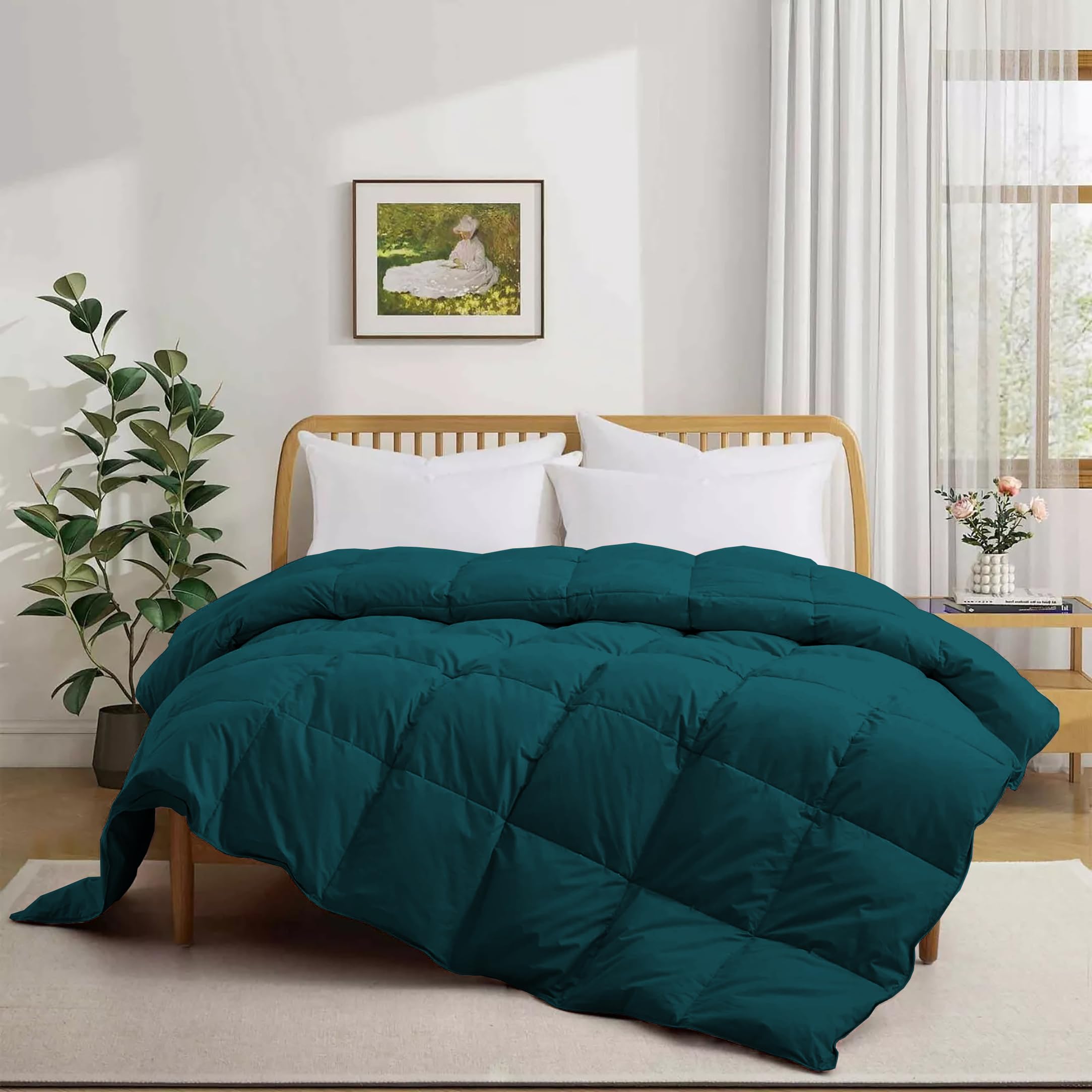 premium 500 gsm winter comforter double bed size (90"x100") - blanket for winter double size unique design quilted comforter 500 gsm microfiber fill - teal color