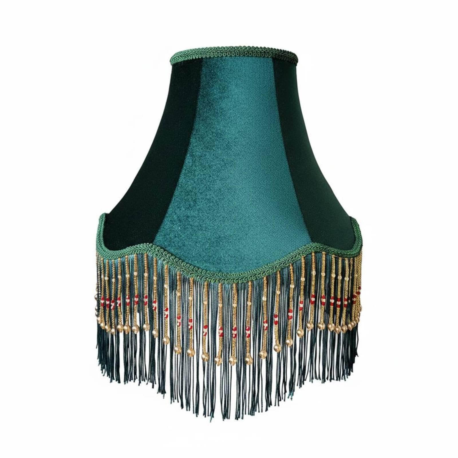 Emerald Velvet Fringe Shade Vintage Style Beaded Velvet Shade Tassel Fringe Lampshade for Hotel Room, Bedroom, Living Space Us Top Mount-image-30