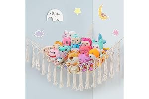 Space-Saving Corner Hanging Net for Stuffed Animal Storage