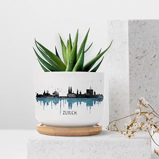 Switzerland Zurich Ceramic Planter Support Country Pots for Plants with Drainage Holes and Saucers Pot for Indoor Outdoor Garden