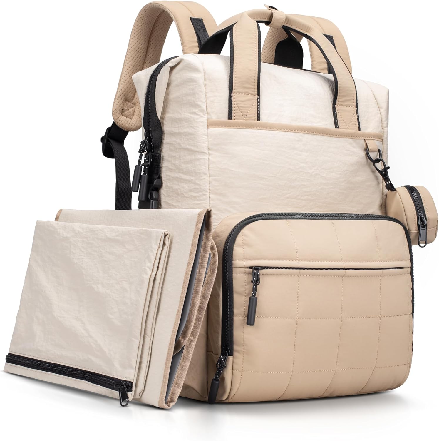 VONAL Diaper Bag Backpack, Lightweight Baby Diaper Bags, Travel Large Diaper Bag with Changing Station, Khiki Diaper Backpack for Boys Girls Newborn with Insulated Pockets, Stroller Straps VONAL Diaper Bag Backpack, Lightweight Baby Diaper Bags, Travel Large Diaper Bag with Changing Station, Khiki Diaper Backpack for Boys Girls Newborn with Insulated Pockets, Stroller Straps