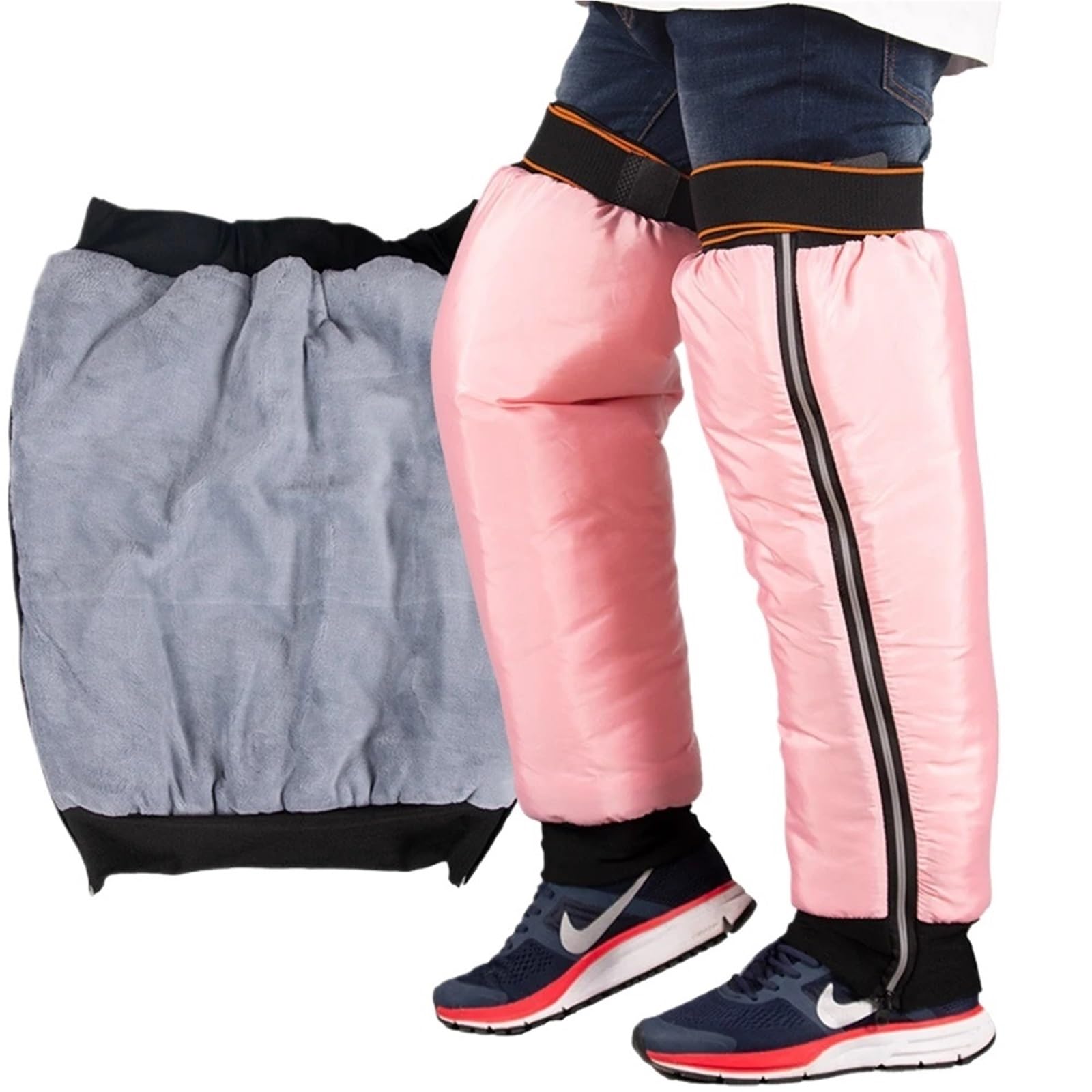 Ginocchiere Moto, Protezioni Ginocchia Moto Protezione Uso adatto per ginocchia calda per motociclista con cerniera e imbottitura in velluto per moto, impermeabile(70CM Pink)