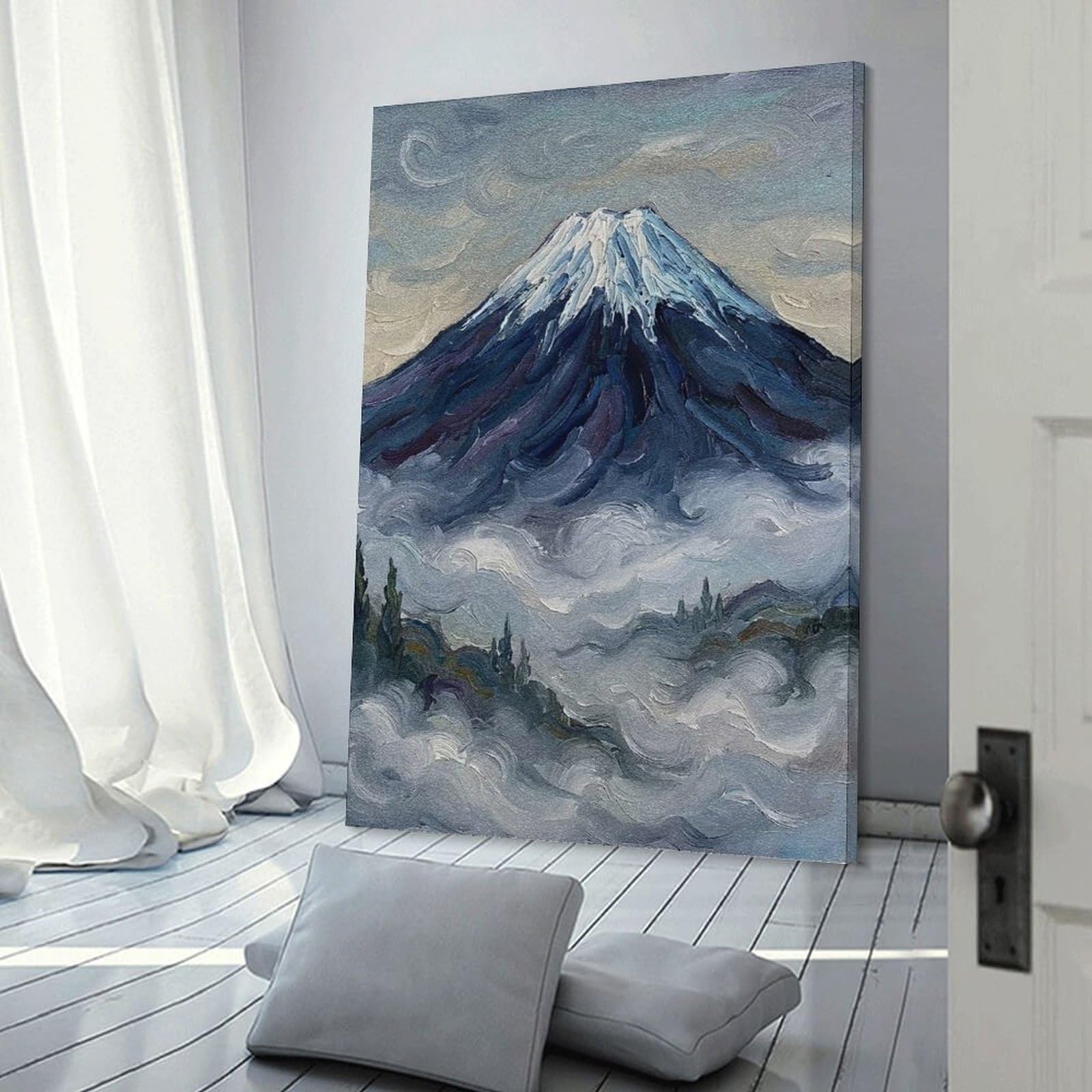Junmoney Wall Decor Canvas Print Mount Fuji in Clouds, 24x36inch(60x90cm), for Bedroom Walls, Guest Spaces Or Lounges, Decorative Wall Art for Cosy Rooms