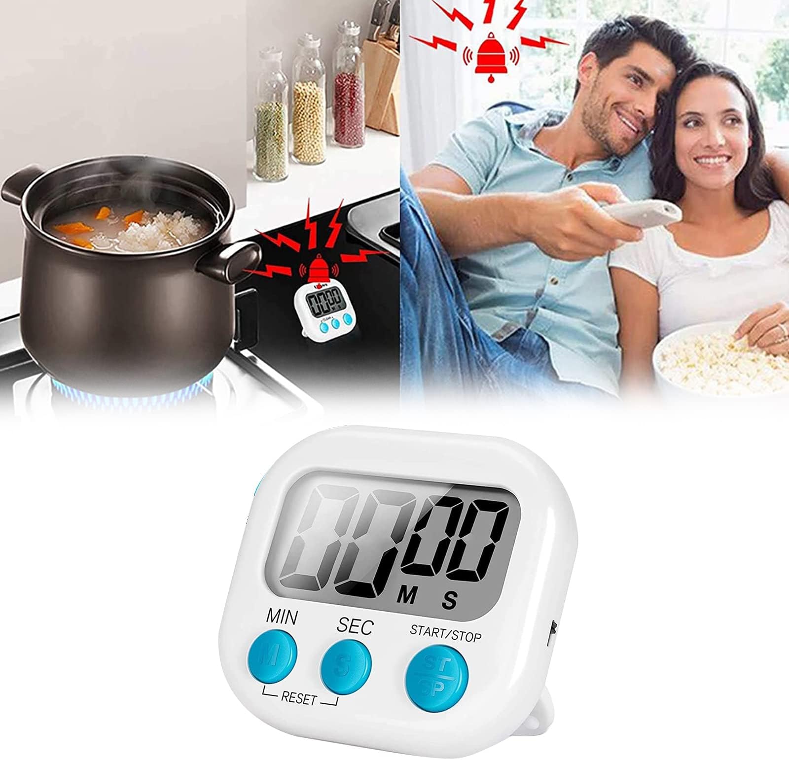 Minuterie De Cuisine Pour Enfants | Forme Ronde Vert/Blanc | Timer Mécanique Pour Four, Cuisson