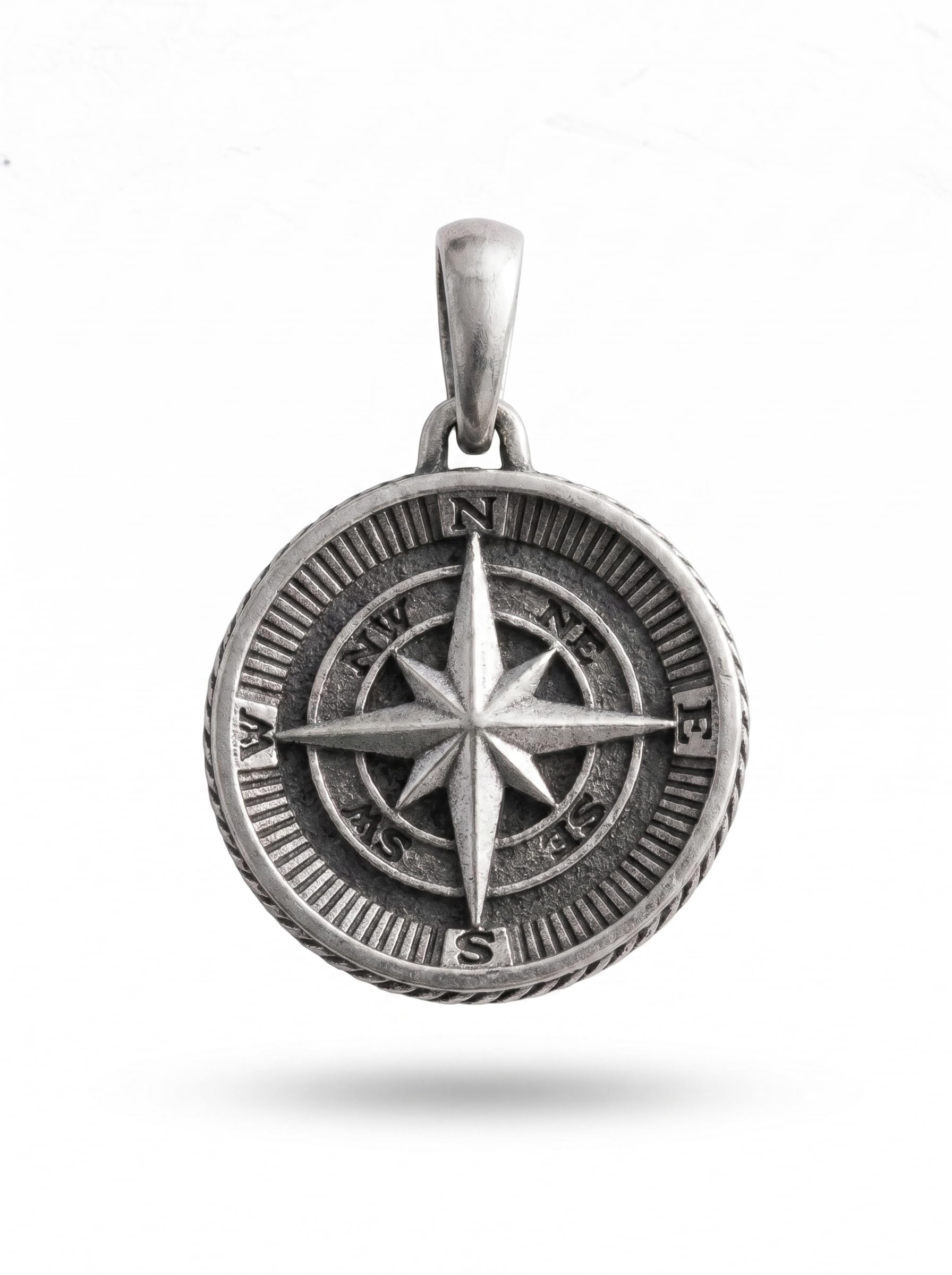 Kompass & Nordstern Anhänger 925 Sterling Silber Unisex Halskette – Symbol für Orientierung, Lebensweg & Ziele – Eleganter Silber Schmuck für Damen & Herren