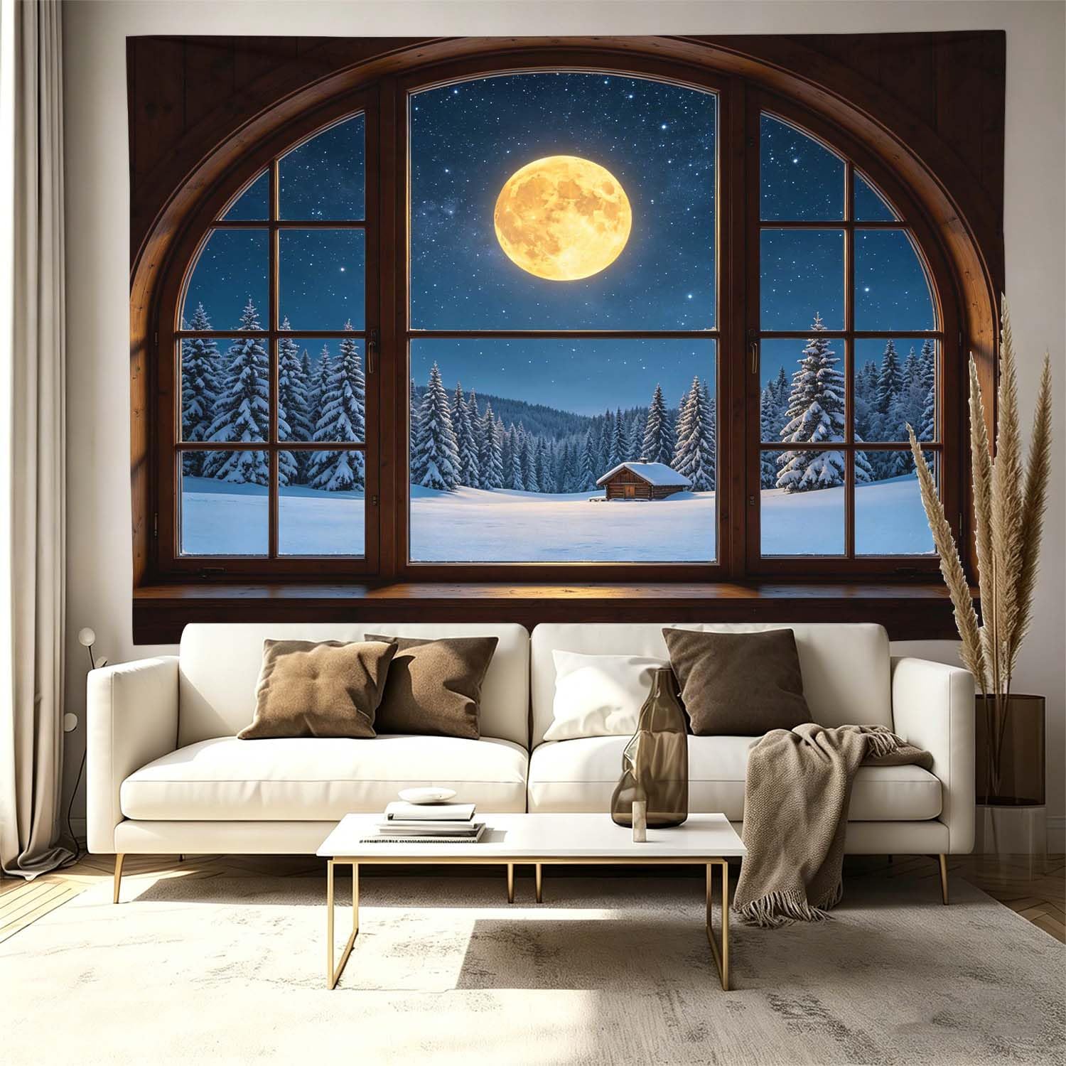 Arazzo da Parete Grande 300x260 cm Finestra Illusionistica 3D Telo da Parete