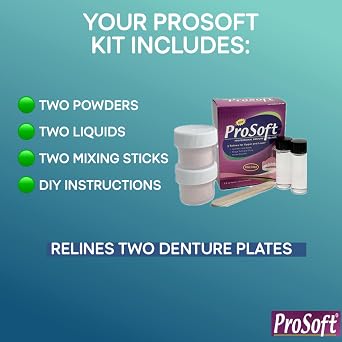ProSoft Denture Reliner - 2 Denture Plates Relines
