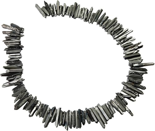 rockcloud rocas naturales de cristal, cubiertas de titanio, cuarzo claro, en punta, hebra de 15 pulgadas