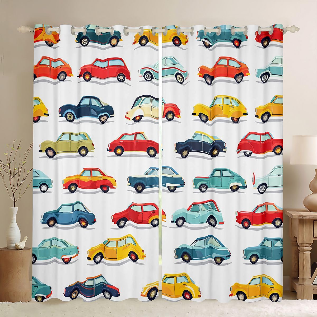 Rideaux voiture dessin animé Manfei lot de 2 habillage fenêtre enfant 117x137 cm