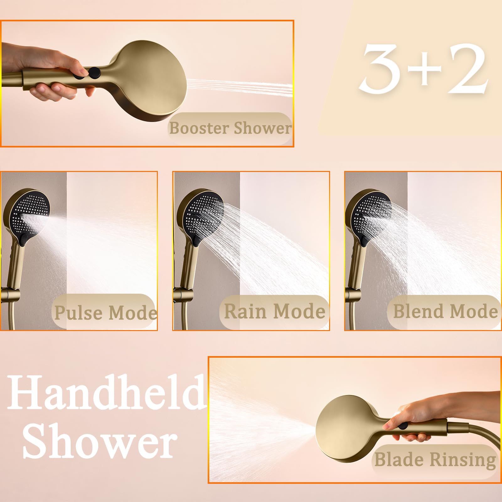 Brushed Elh Digital RShower System Kompletny zestaw armatury prysznicowej z głowicą prysznicową ręczną i wodospadową wanną dla najlepszych wrażeń spa