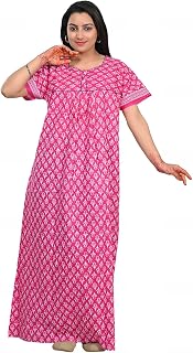 Kripto Katrox Cotton White Base Woman Nightwear and Nightgown (X-Large, Jaip_CircleDot_Red) Price In India