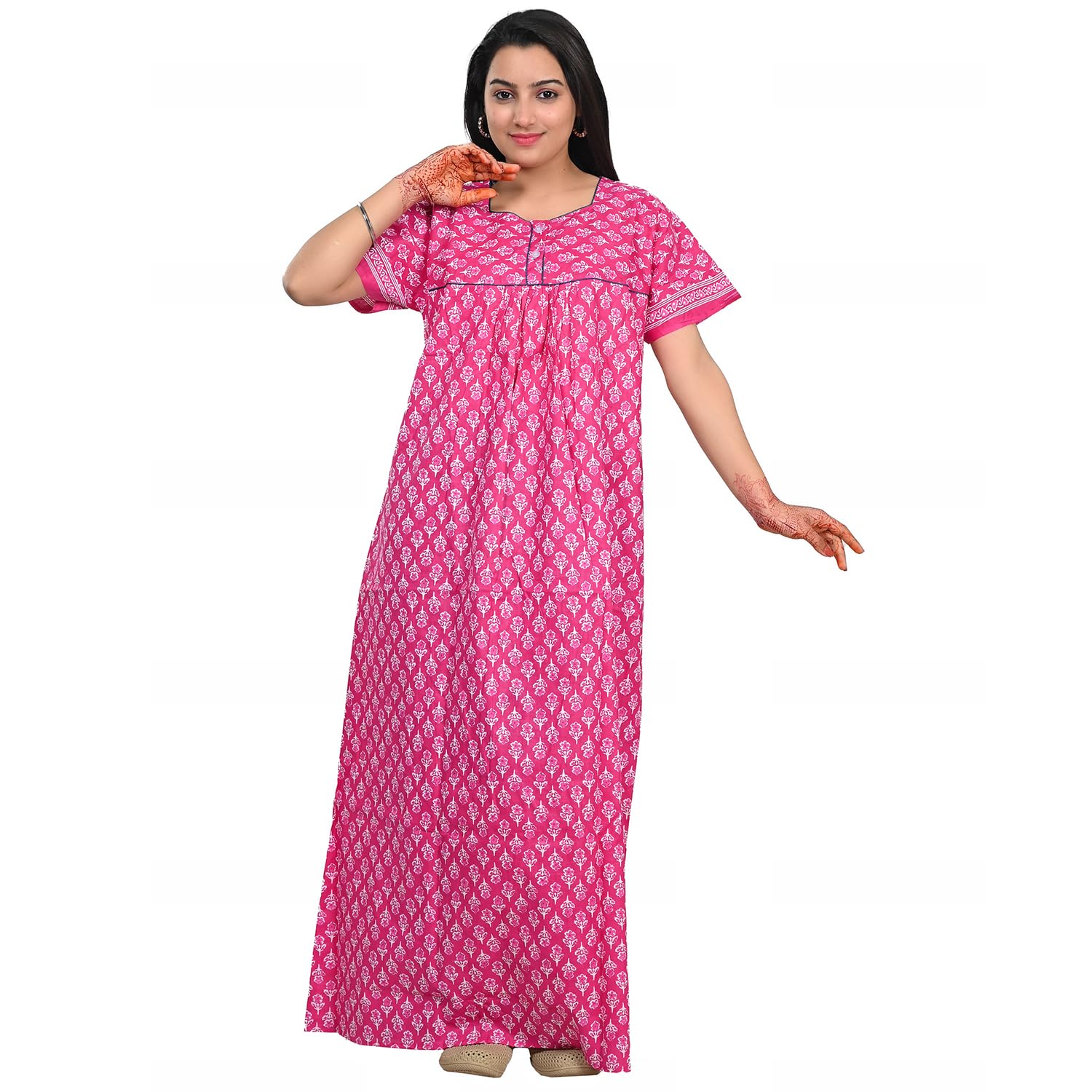 Kripto Katrox Cotton White Base Woman Nightwear and Nightgown (X-Large, Jaip_CircleDot_Red) - Review, Price and Buying Guide