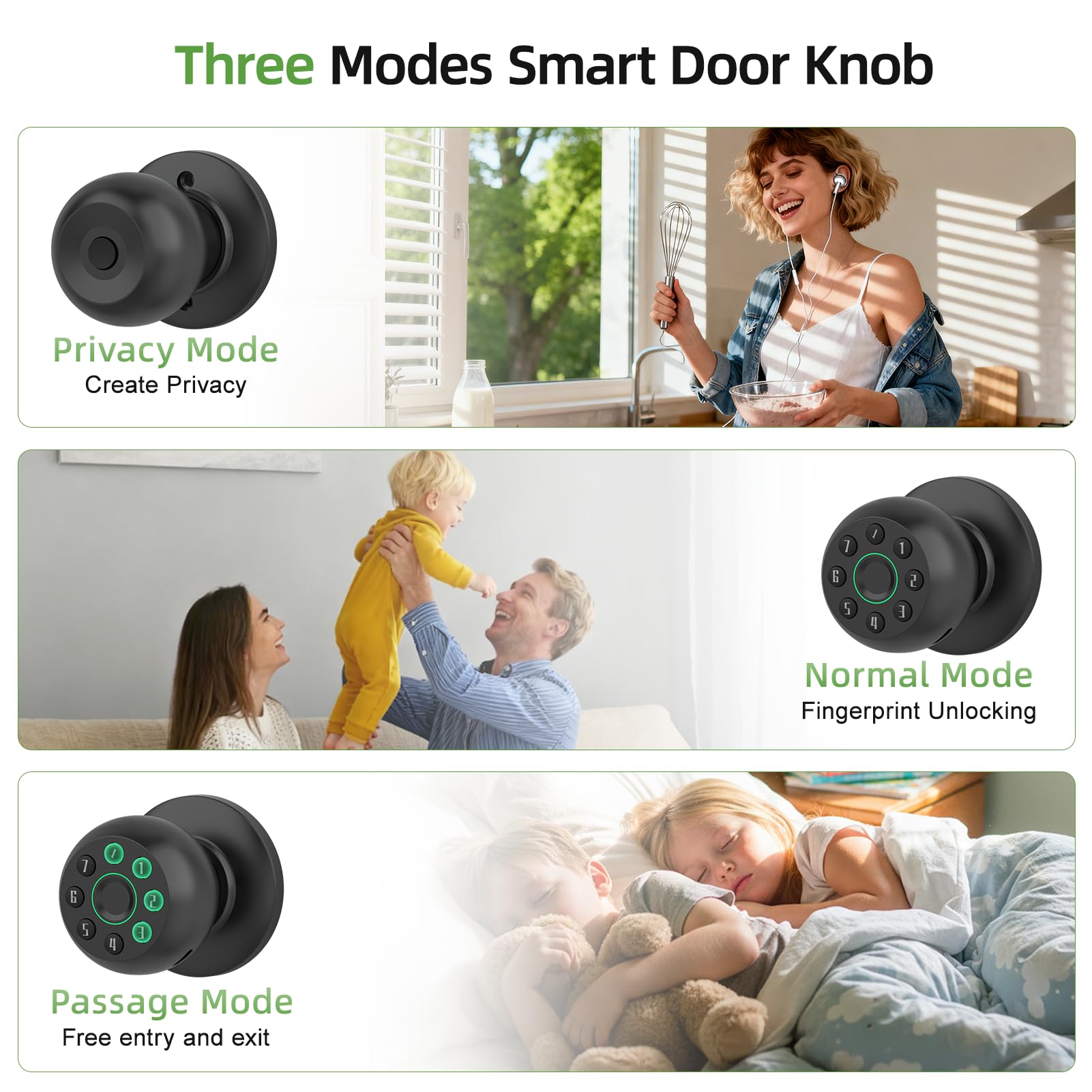 Smart Fingerprint Door Knob - App Control & Auto Lock -5