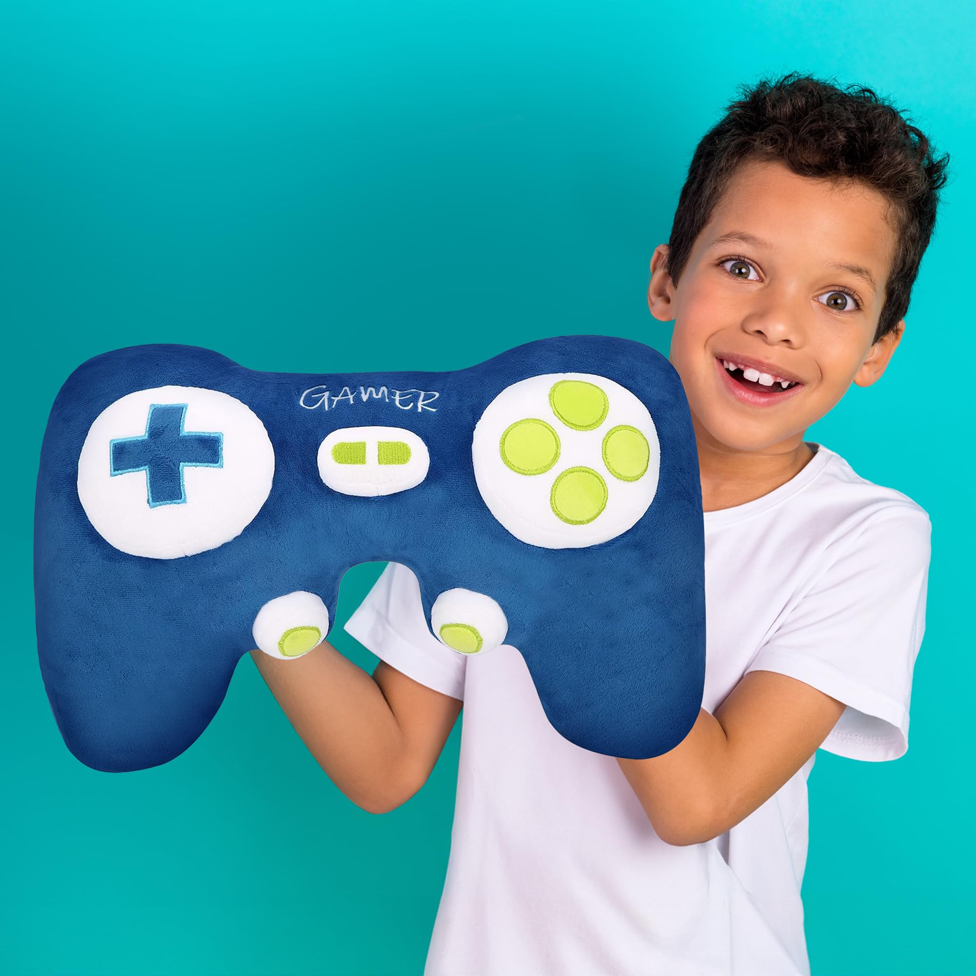 L Lifetime Comfort Video Game Controller Plush Pillow - Soft Throw Cushion for Ultimate Gamer Room Decor, Bed, Sofa, and More for Gamers of All Ages