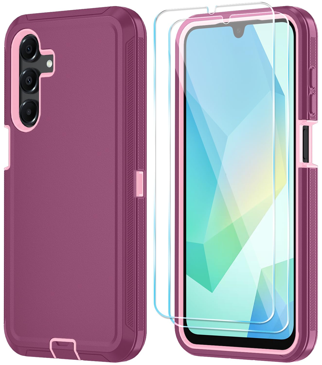 Qinmay Funda para Samsung Galaxy A16 5G con protector de pantalla HD, resistente, a prueba de golpes y caídas, funda de 3 capas pa