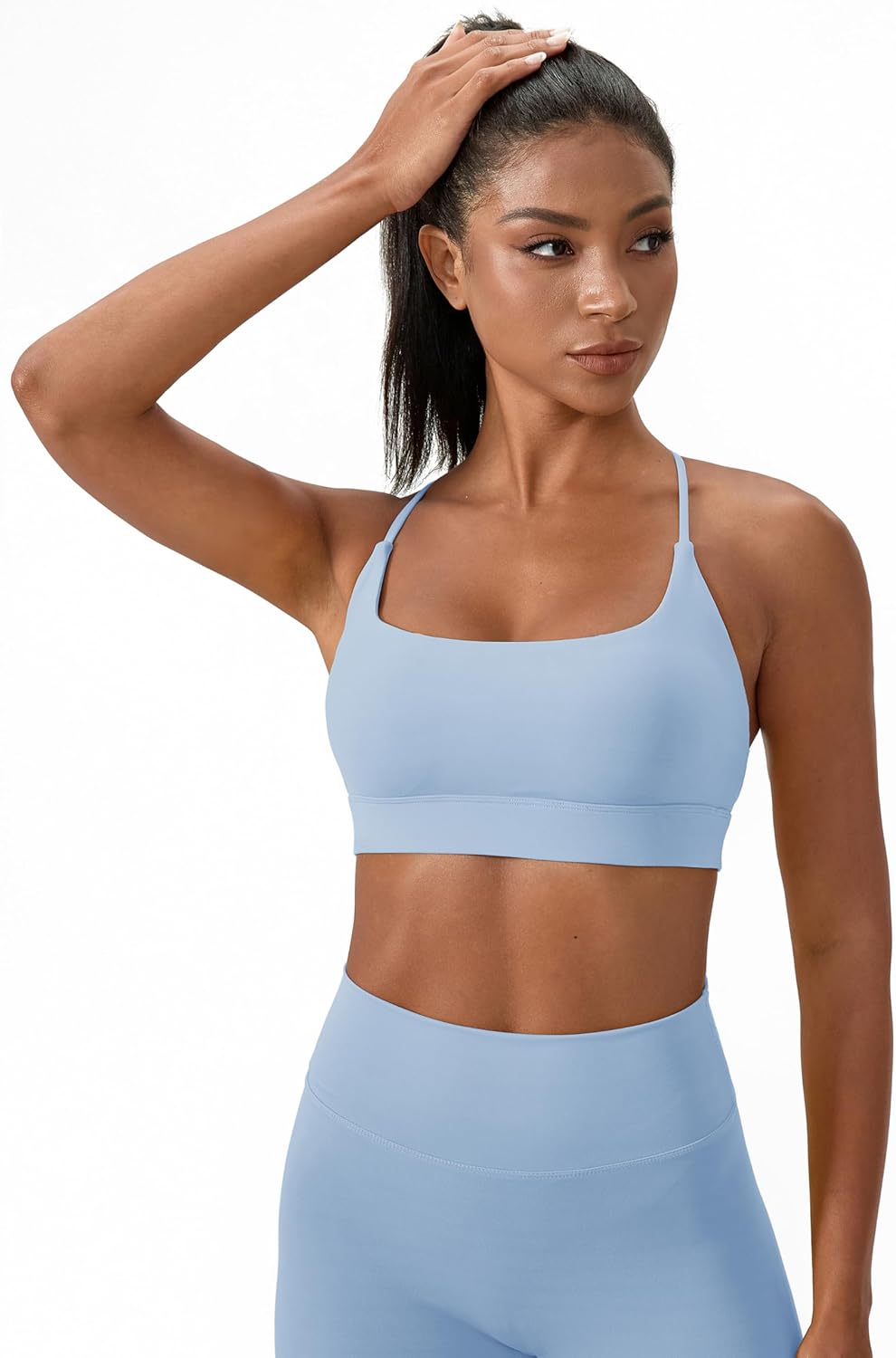 Sports Bra for Women Strappy Padded Longline Yoga Bras Criss Cross Back Spaghetti Gym Workout Bras Crop Cami Tops - Image 7