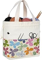 TOGETRUE Butterfly Yarn Storage Bag - Crochet Knitting Tote Organizer for Skeins, Hooks, Needles - Portable Project Carrier