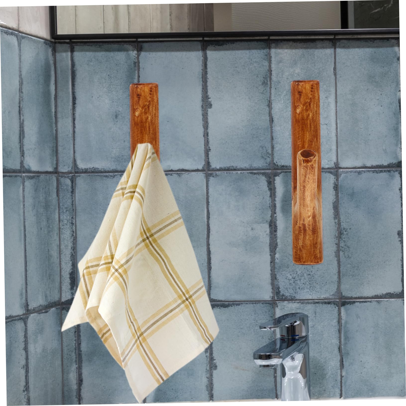 Ciieeo Gancho Adhesivo Resistente de Madera Vintage para Colgar Pared Marrón y Diseño Creativo Adecuado para Cocinas y Hoteles