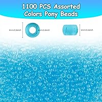 Vista 35 de Pony Bulk Beads - 1100 Pcs for Jewelry & Bracelets Making, Hair & Bracelet Beads (Dark Grey)