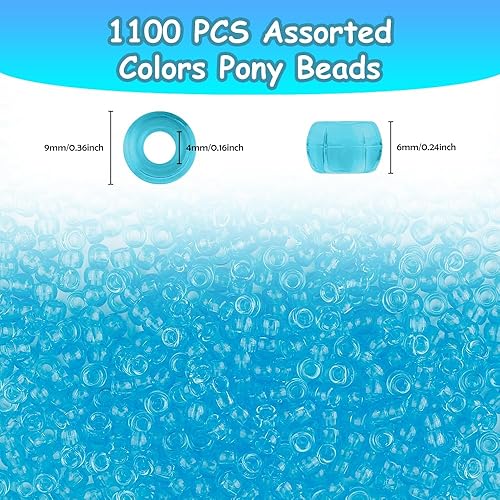 Miniatura 9 de Cuentas de pony a granel 1100 unidades, cuentas para hacer joyas, cuentas para hacer pulseras, cuentas para el cabello, cuentas de pulsera, cuentas