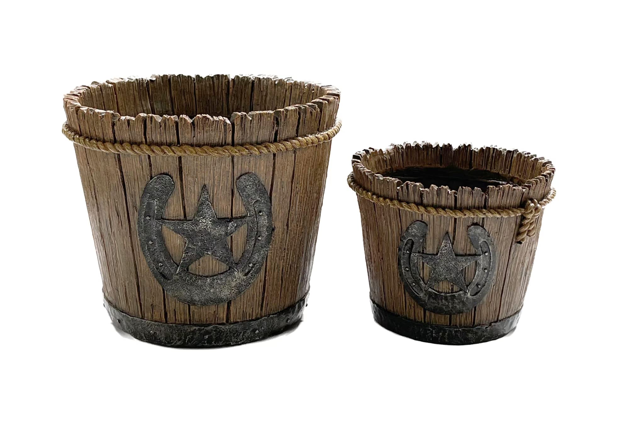 Western Cowboy Hufeisen Retro Pflanztopf Harz Blumentöpfe mit Drainagelöchern Garten Outdoor Home Dekoration (2 Stück) | Entwässerungslöcher, für drinnen und draußen, Garten, Heimdekoration