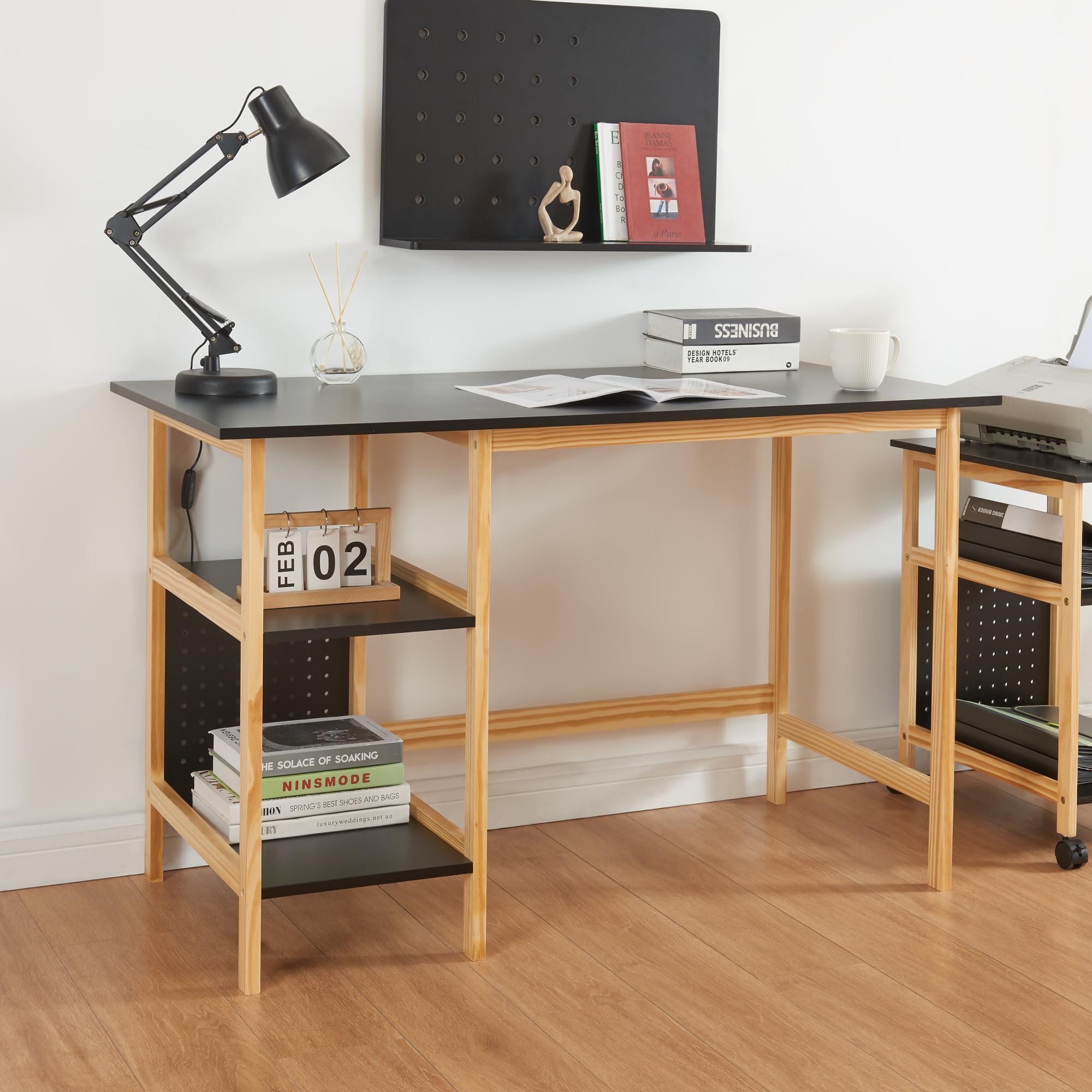 en.casa] Bureau Ragunda met 3 lades computertafel 120x59x75 cm
