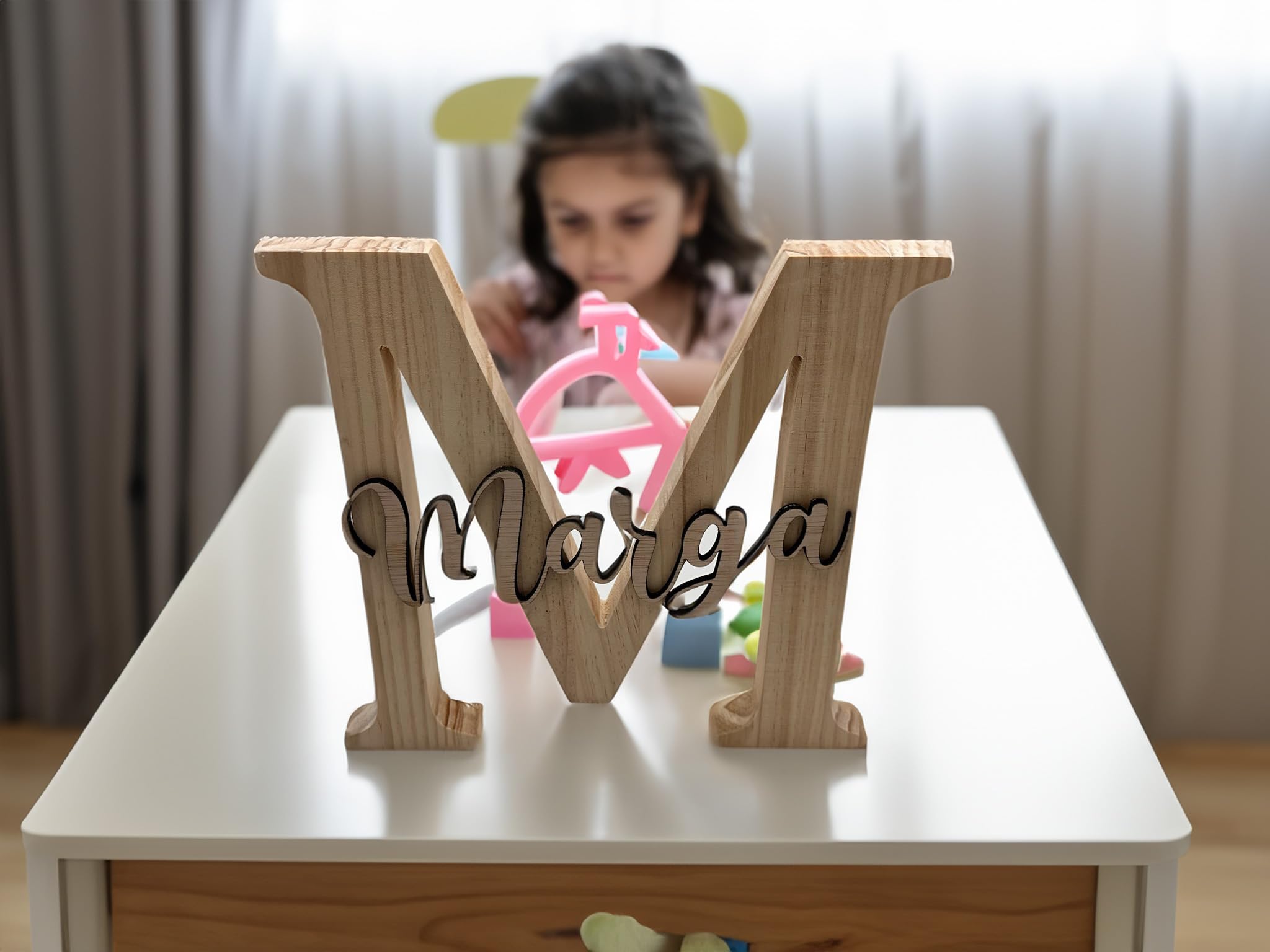 Creativa Digital Letra con Nombre Decorativa en Madera | Hecho a Mano | Madera de Pino Gallego | Ideal para Regalar o Decorar