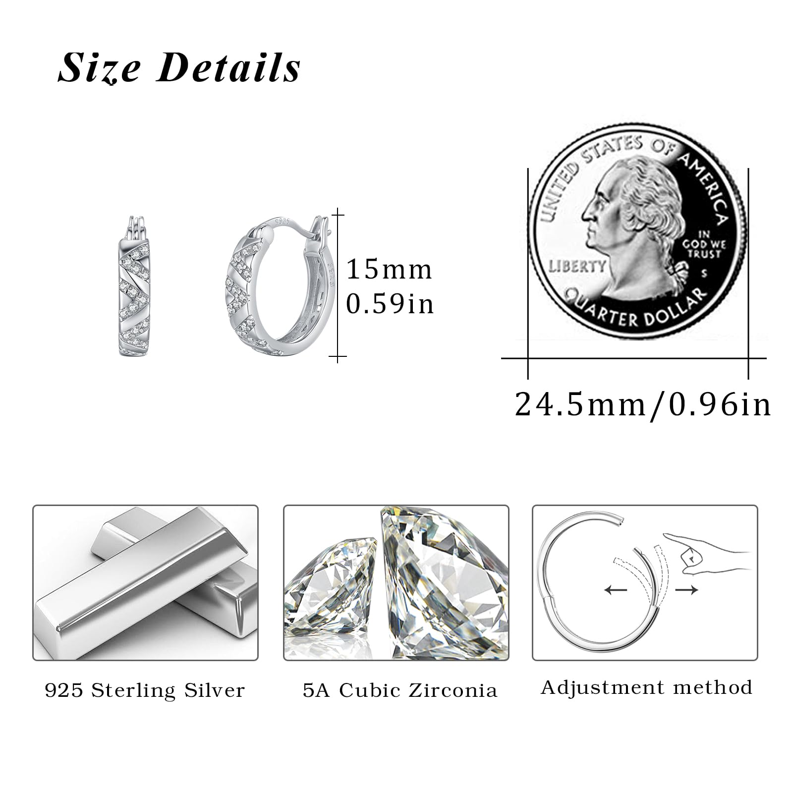 Orecchini a cerchio da donna, in argento Sterling 925, con piccoli orecchini a cerchio, per donne e donne