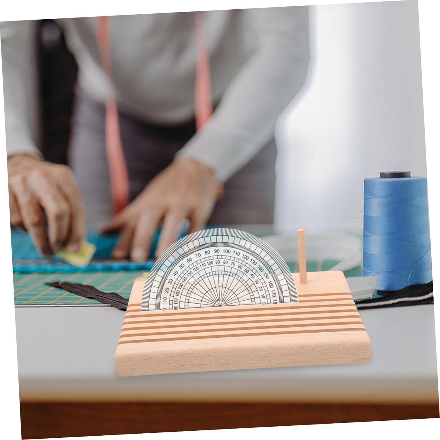 Wooden Quilting Ruler Rack and Sewing Thread Holder with Stable Base