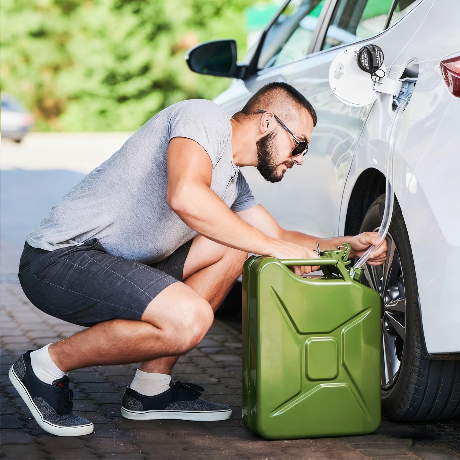 2 tubi di agitazione, 1,8 m/2,5 m, autoadescante, tubo agitatore per benzina, diesel, pompa di trasferimento dell'acqua, con valvola in rame e morsetto per tubo