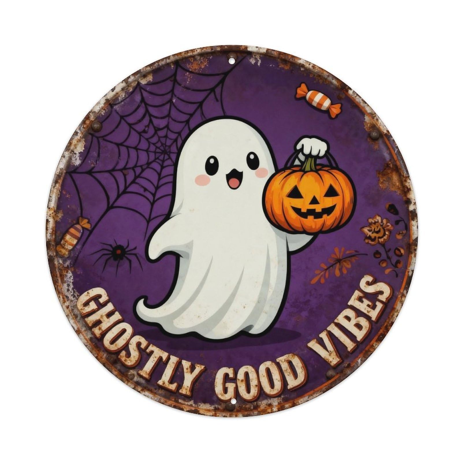 Ghostly Good Vibes Metal Tin Sign Plaque